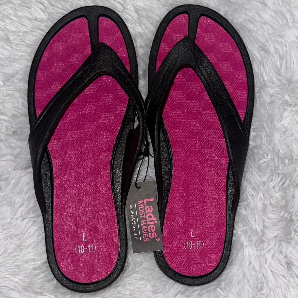 Black and Pink Flip Flops